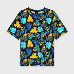 Женская футболка оверсайз Тропические лягушки