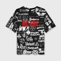 Женская футболка оверсайз AC DC all logo band