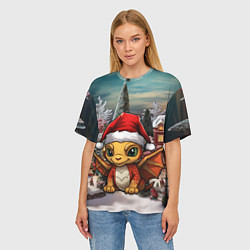 Футболка оверсайз женская Дракоша 2024 новогодний символ года, цвет: 3D-принт — фото 2