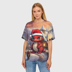 Футболка оверсайз женская Дракоша 2024 новогодний символ года, цвет: 3D-принт — фото 2