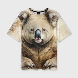 Футболка оверсайз женская Коала в стиле диаграмм Давинчи, цвет: 3D-принт