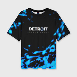 Женская футболка оверсайз Detroit become human голубая кровь