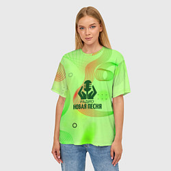 Футболка оверсайз женская Радио Новая Песня Салатовый стиль, цвет: 3D-принт — фото 2