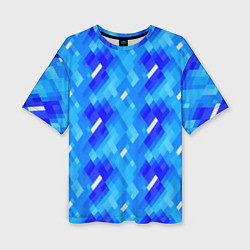 Футболка оверсайз женская Синее пиксельное полотно, цвет: 3D-принт