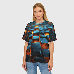 Футболка оверсайз женская Темные плитки в лаве, цвет: 3D-принт — фото 2