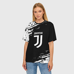 Футболка оверсайз женская Juventus спорт краски, цвет: 3D-принт — фото 2