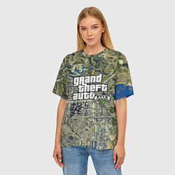 Футболка оверсайз женская GTA 5 карта, цвет: 3D-принт — фото 2