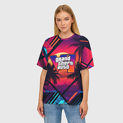 Футболка оверсайз женская GTA 6 аbstract logo, цвет: 3D-принт — фото 2