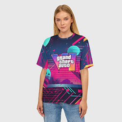 Футболка оверсайз женская GTA 6 логотип и абстракция, цвет: 3D-принт — фото 2