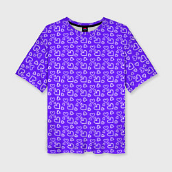 Женская футболка оверсайз Паттерн маленькие сердечки фиолетовый