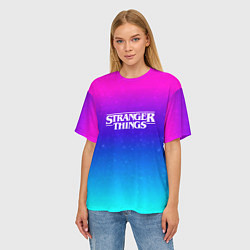 Футболка оверсайз женская Stranger Things gradient colors, цвет: 3D-принт — фото 2