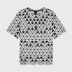 Женская футболка оверсайз Треугольники чёрные и белые