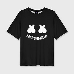 Женская футболка оверсайз Маршмеллоу белое лого