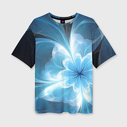 Женская футболка оверсайз Голубой фрактальный цветок
