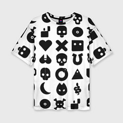 Женская футболка оверсайз Love death robots pattern white