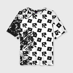 Женская футболка оверсайз Roblox pattern game black