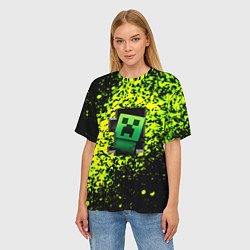 Футболка оверсайз женская Minecraft зелёные краски, цвет: 3D-принт — фото 2