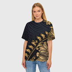 Футболка оверсайз женская Золотая объемная лепнина, цвет: 3D-принт — фото 2