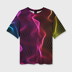 Женская футболка оверсайз Переплетающие цветные линии