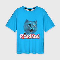 Женская футболка оверсайз Roblox синий кот