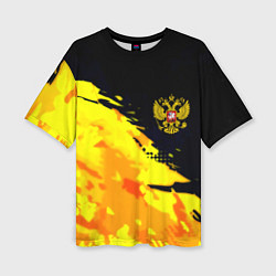 Женская футболка оверсайз Имперский герб россии краски