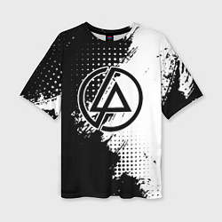 Женская футболка оверсайз Linkin park - черно-белая абстракция