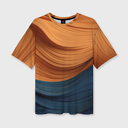 Женская футболка оверсайз Оранжевая и синяя абстракция