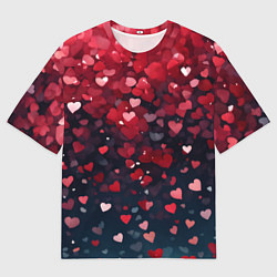 Футболка оверсайз женская Гранатовые сердечки, цвет: 3D-принт