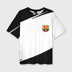 Женская футболка оверсайз Barcelona краски чёрные спорт