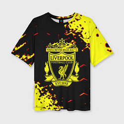 Женская футболка оверсайз Liverpool жёлтые краски текстура