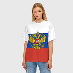 Футболка оверсайз женская Флаг России с гербом, цвет: 3D-принт — фото 2