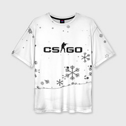 Женская футболка оверсайз Cs go зимний стиль лого