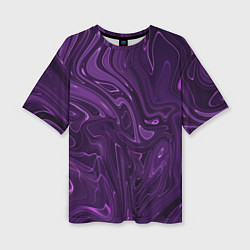 Женская футболка оверсайз Абстакция на темно фиолетовом