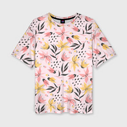 Женская футболка оверсайз Абстрактный паттерн с цветами