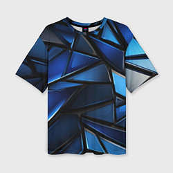 Женская футболка оверсайз Синие объемные геометрические объекты