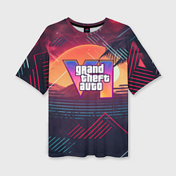 Футболка оверсайз женская GTA 6 logo абстрактный фон, цвет: 3D-принт