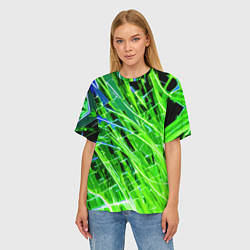 Футболка оверсайз женская Зелёные энергетические линии, цвет: 3D-принт — фото 2