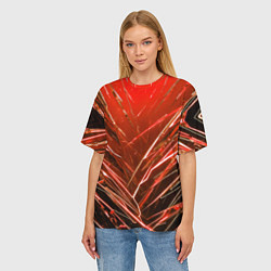 Футболка оверсайз женская Красные ломаные молнии, цвет: 3D-принт — фото 2