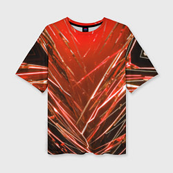 Футболка оверсайз женская Красные ломаные молнии, цвет: 3D-принт