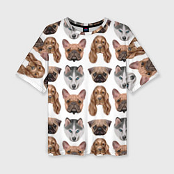 Женская футболка оверсайз Текстура собак