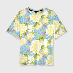 Женская футболка оверсайз Пышные цветы