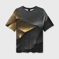 Женская футболка оверсайз Черная текстура с золотистым напылением