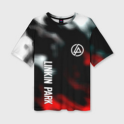 Женская футболка оверсайз Linkin park flame