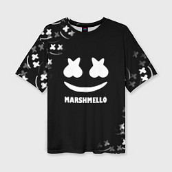 Футболка оверсайз женская Marshmello белое лого, цвет: 3D-принт