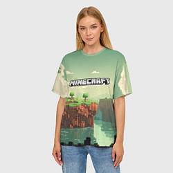 Футболка оверсайз женская Minecraft logo квадратный мир, цвет: 3D-принт — фото 2