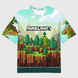 Футболка оверсайз женская Minecraft logo квадратный мир, цвет: 3D-принт