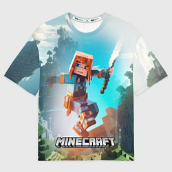 Футболка оверсайз женская Персонаж Minecraft с мечом, цвет: 3D-принт