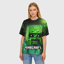 Футболка оверсайз женская Minecraft персонаж большой зеленый монстр, цвет: 3D-принт — фото 2