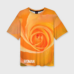 Женская футболка оверсайз Оранжевая роза - woman