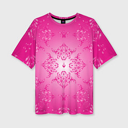 Женская футболка оверсайз Узоры на розовом фоне